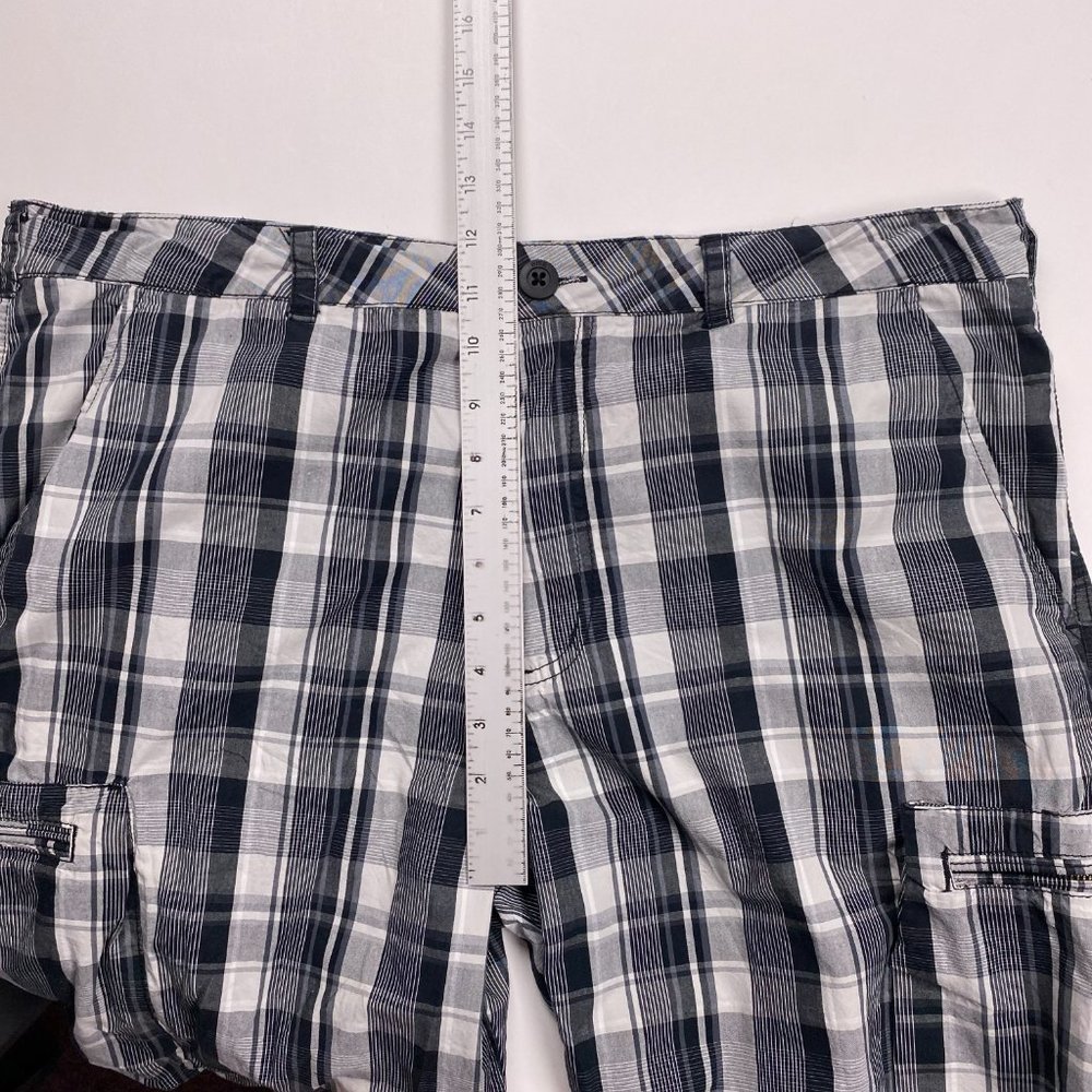 Nike Athletic Department Cargo Shorts Mens 36 Check Plaid Cotton 11" Black Gray - Picture 10 of 14